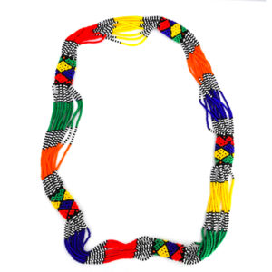 Long multicolored beaded necklace