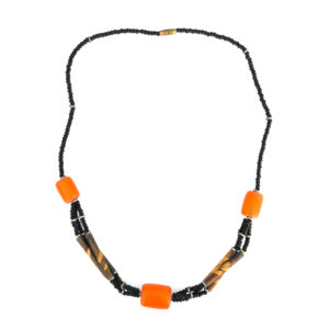 Orange square bead pendant