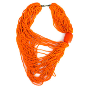 Draped orange beaded necklace