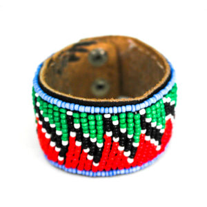 Red and green beaded bracelet