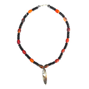 Stone pendant necklace with orange beads