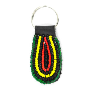 Beaded keychain - yellow and green